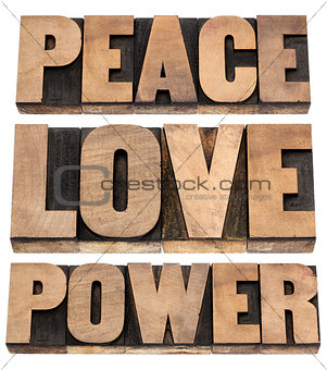 peace, love, power words