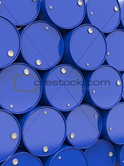 Oil Barrels Stacked Up.