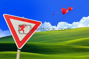 Cupid road sign