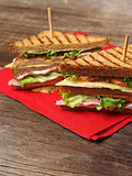 Club sandwich on napkin