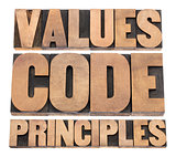 values, code, principles