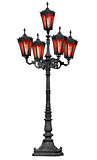 Old cast iron lamp post with red glass