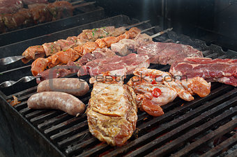 cooking meat  barbecue 