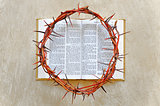 crown of thorns on the Bible