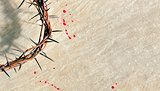 Crown of thorns with blood on grungy background