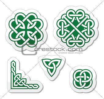 Celtic green knots patterns - vector