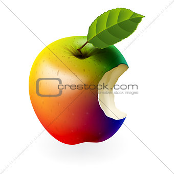Colored bitten apple isolated