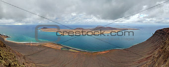 Panorama of La Graciosa Island. Canary Islands.