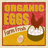 Organic eggs vintage poster