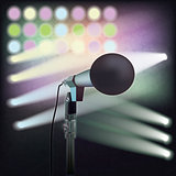 abstract background with retro microphone on stage