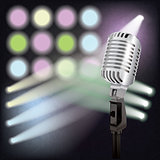 abstract background with retro microphone on stage