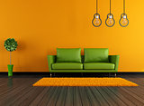Modern green and orange livingroom