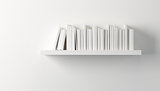 shelf with white books