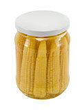 glass jar preserved ecological corn ears isolated 