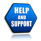 help and support in hexagon button