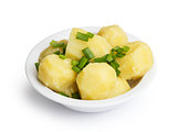 boiled potato with onion in bowl