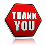 thank you in red hexagon banner