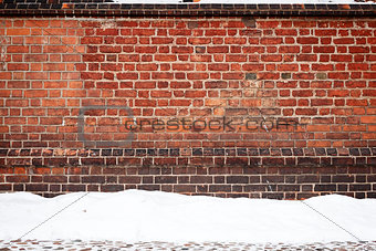 Brick wall and snow 