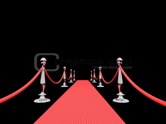 Red carpet with chrome polls