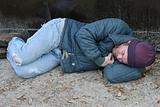 Homeless Man - Asleep By Dumpster