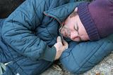 Homeless Man - Sleeping Closeup