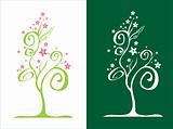 stylized tree / with flowers / vector