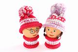 Boy and girl homemade winter figures