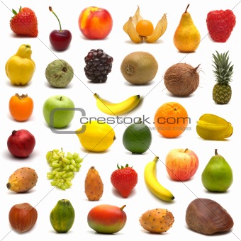large page of fruits on white background 2