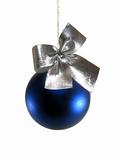 blue christmas ball with silver bruise