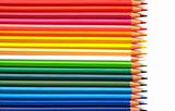 colors pencils on white background