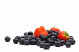 strawberry and bilberry on white background