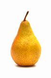 one yellow pear on white background