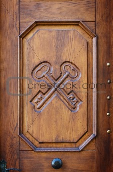 Close up detail on wooden door