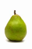 one green pear on white background