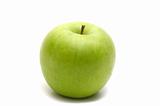 one green apple on white background