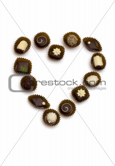 chocolate candy on white background