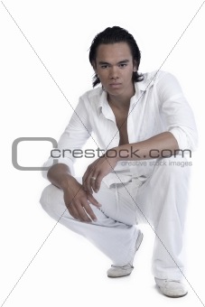 Asian sexy looking boy Sitting low