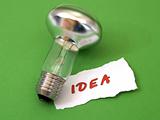 Idea, bulb on green