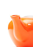 Part of Orange Ceramic Teapot closeup