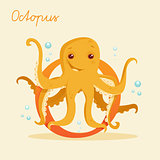 Animal alphabet with octopus 