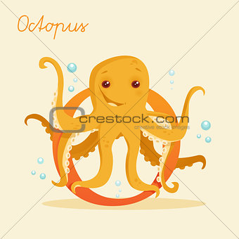 Animal alphabet with octopus 