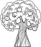 apple tree cartoon for coloring book