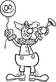 clown cartoon illustration for coloring