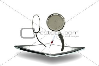 Tablet with a stethoscope