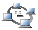 WIFI / WLAN Laptops connection Concept