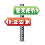 Recession and Recovery road sign illustration