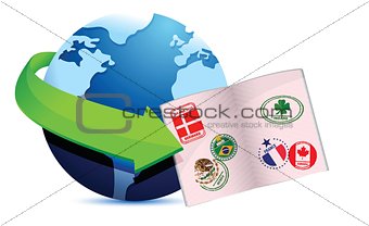 open passport globe sign