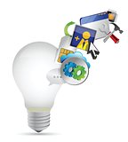 light bulb and colorful application icons