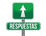 Answers in Spanish green traffic road sign