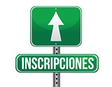 registrations in Spanish green traffic road sign